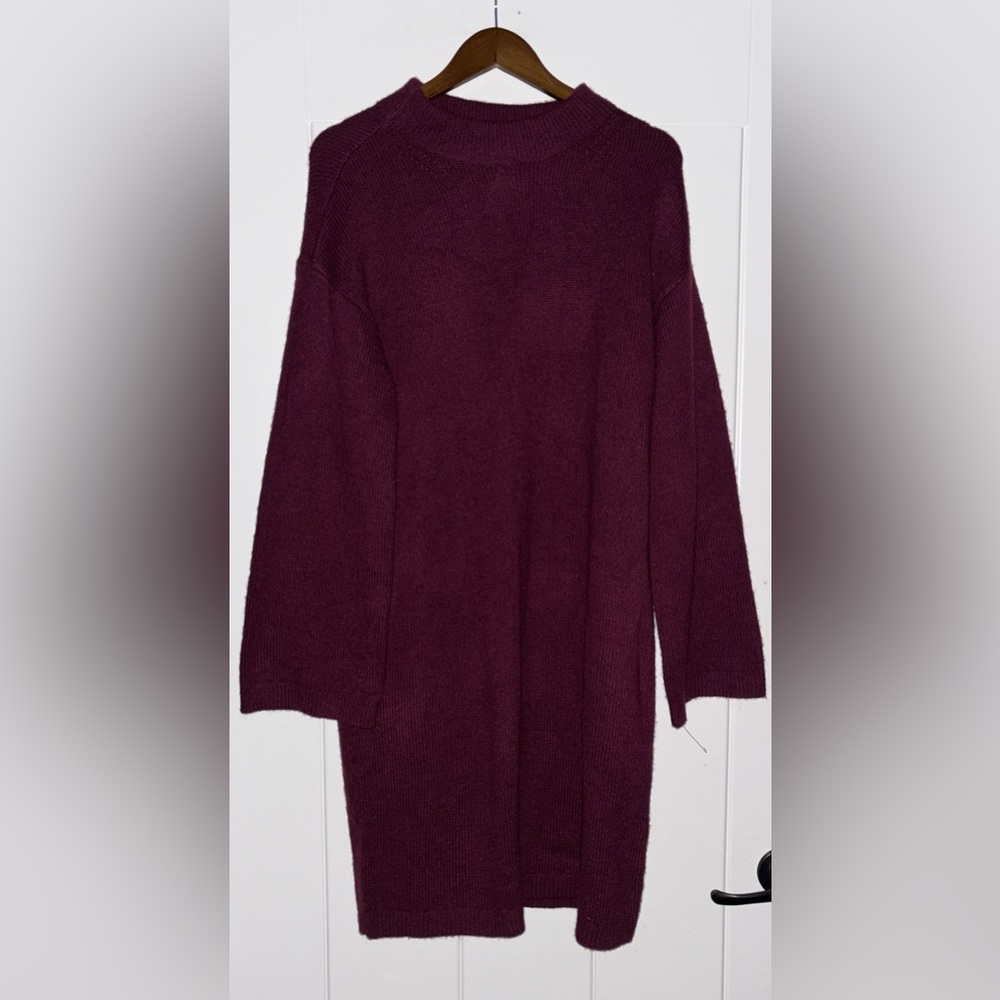 NWT Ann Taylor 100% Luxe Cashmere Sweater Dress XL Plum Wine Soft Knit Winter